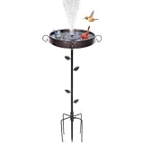 NestShld 35 in Metal Bird Bath Solar Fountain for Outside,with 5-Pronged Base,Detachable Solar Pump,Freestanding Solar Powered Bird Bath for Patio,Lawn,Garden