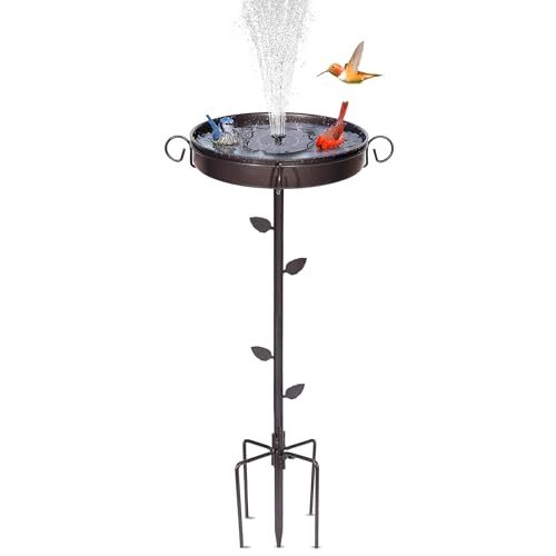 NestShld 35 in Metal Bird Bath Solar Fountain for Outside,with 5-Pronged Base,Detachable Solar Pump,Freestanding Solar Powered Bird Bath for Patio,Lawn,Garden