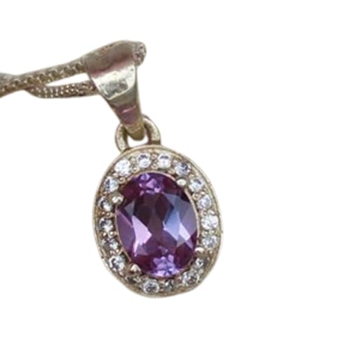 Collier alexandrite violette et pendentif ovale facetté en argent sterling