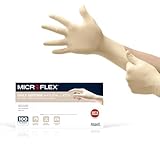 Ansell Microflex 10-754 Daily Defense Disposable Latex Gloves for Cleaning, Food Prep, First Aid - Large, Natural (Box of 100)