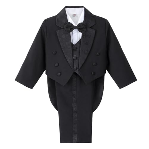 Image of Dressy Daisy Boys Classic 5-Piece Jacquard Tuxedo Suit, Black White Blue