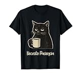 Frase Graciosa y Divertida Gato Café Necesito Paciencia Camiseta