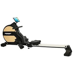 Christopeit Sport Ruderzugmaschine Vico - 32-stufiger Widerstand, 16 Trainingsprogramme, LED, klappbar - Holzdetails