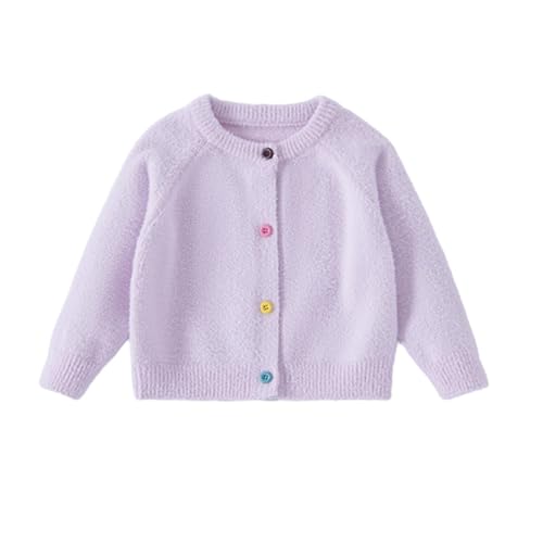 WISREMT Girls Cardigans Crewneck Lightweight Button-up Cardigan Long Sleeve School Uniform Casual Knitted Outwear Sweaters