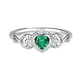 Sterling Silver May CZ Simulated Birthstone Baby Ring with Heart