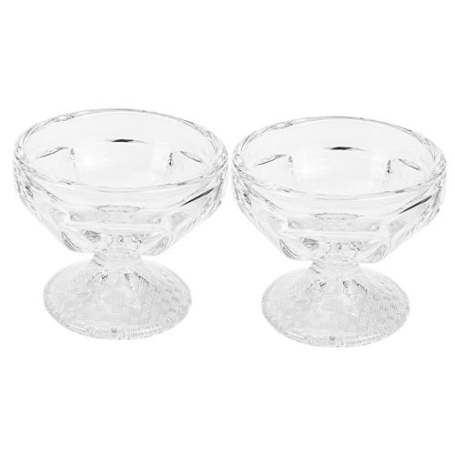COLLBATH 2pcs Crystal Dessert Bowl Transparent Ice Cream Cups Small Dessert Cups Pudding Cups Footed Dessert Bowls Dessert Cups with Lids Trifle Bowl Sundae Cups Cup Glass
