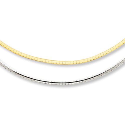 naszyjnik Omega, 14-karatowe złoto próby 585, do noszenia obustronnie, dwukolorowy, białe złoto, żółte złoto, 45 cm, damski