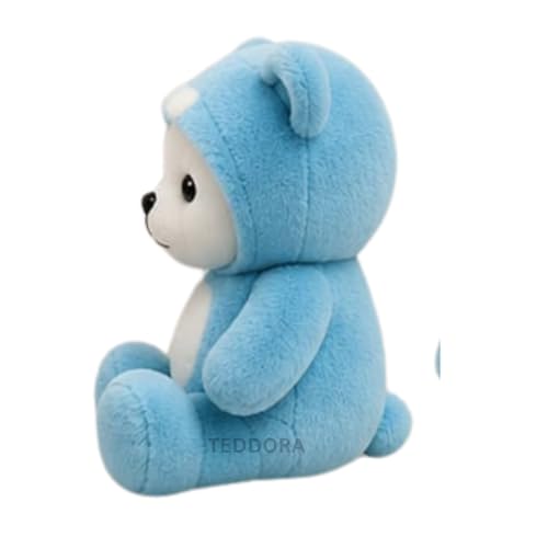 Image of Hoddie Teddy Soft Toy for Girls Boys Kids, Dark Blue, Cap Plush Stuffed Baby Gift Birthday, 30 cm