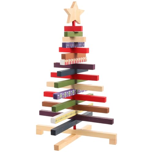 Decoración Navideña de Escritorio Giratoria Árbol de Madera Grande 2