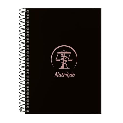 Caderno Colegial 10 Matérias Profissões Nutrição (Preto e Rosê)