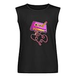 Camiseta sin mangas unisex de los años 80 con cinta de casete de los años 80, retro, vintage, con música, camisetas sin mangas, cuello redondo, 100 % algodón, Negro, L