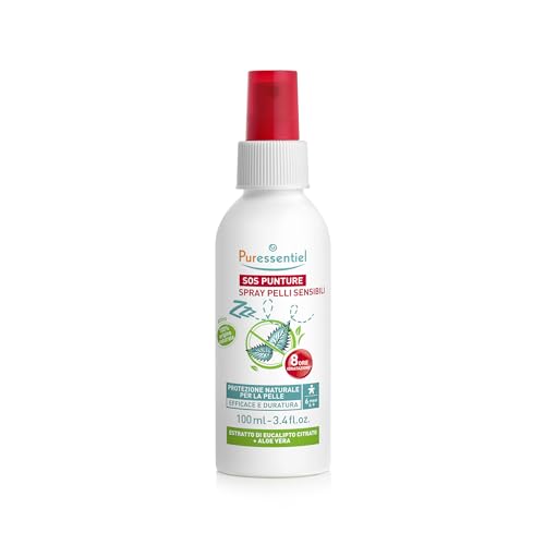Puressentiel - SOS Insetti - Spray Pelli Sensibili - Per una protezione duratura - Per adulti e bambini - Fino a 8 ore di idratazione - Vegan e Cruelty Free - 100 ml