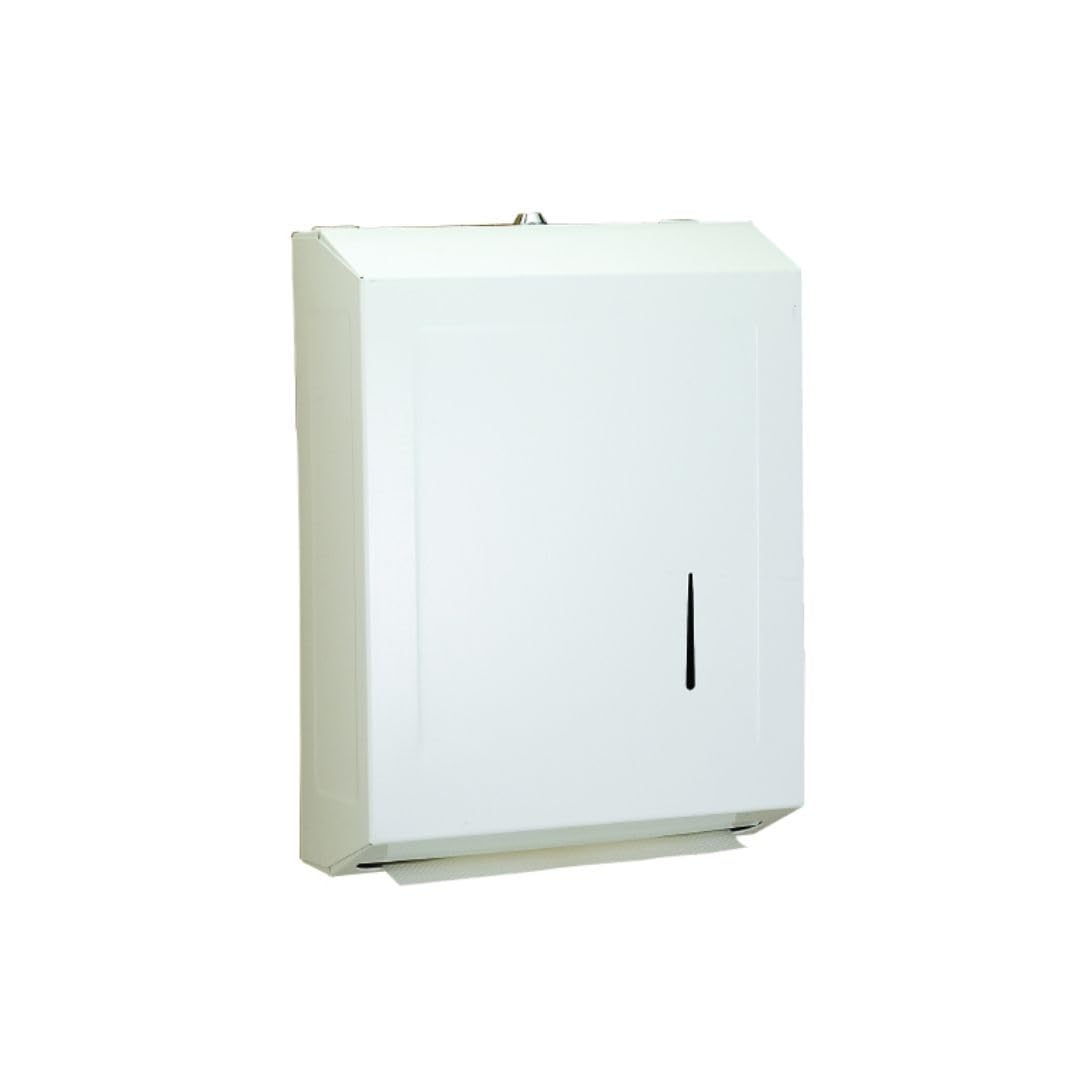 Soro Essentials- Multi-Fold Paper Towel Metal Dispenser White Epoxy Coated- Fits 3-1/8