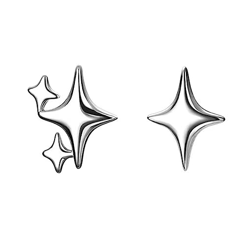 Image of 925 Silver Earrings for Women, High Polish Star Earrings, Hypoallergenic Sterling Silver Post Stud Earrings (Silvery)