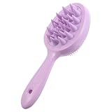 HOMSFOU 長いハンドル二重歯ヘアコーム シリコン製頭皮シャンプーブラシ 多機能シャワー髑髅プケア レディース用