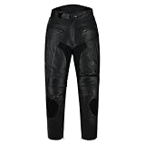 Urban Men's Leather Motorcycle Pants, Cowhide Leather, Stretch Cordura Panels, Air Vents, Knee & Thigh Armor, Zip Legs (US, Waist Inseam, 38, 32, Regular, Regular, Black)