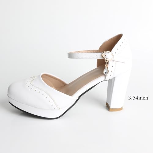 Image of MEOTINA Cute Bow Heels Mary Janes Shoes Women Dress Platform Strappy High Heels Kawaii Shoes