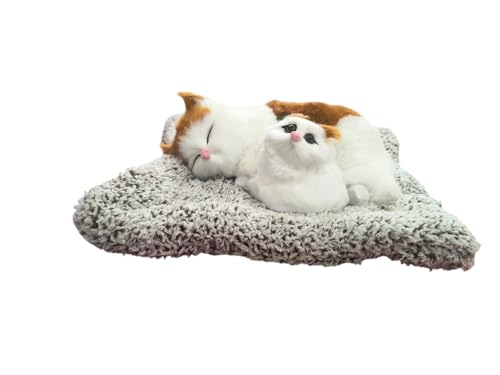 Image of Realistic Sleeping Cat Plush - Mother & Kitten Set, Soft Decorative Toy for Kids, Home & Car Decor, 25 x 20 cm(Gold Spot)
