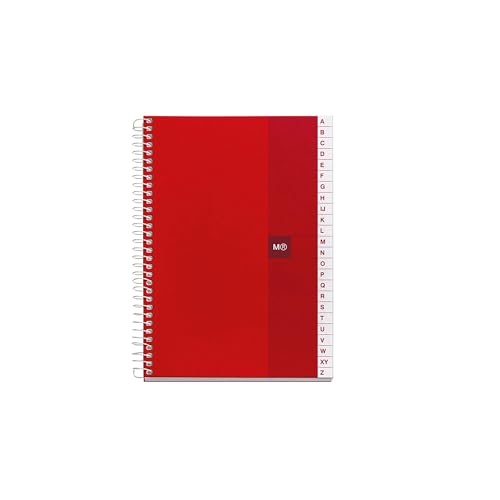 Miquelrius - Libro Índice Alfabeto, 100 Hojas de 70 g/m², Rayado Cuadrícula 5 mm, Cuaderno con Índice Alfabético, Cubierta de Cartoncillo Plastificado, Tamaño 152 x 210 mm, Agenda telefónica