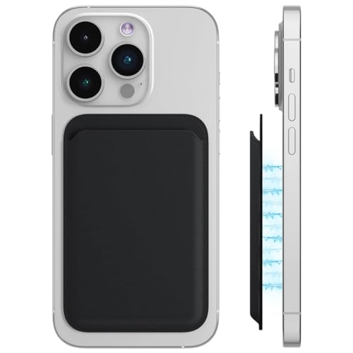 LYQNIHOB Portafoglio Magnetico da Cellulare per iPhone con Tasca Adesiva in Silicone per Tessere, Carte e Badge - Pratico Porta Carte di Credito - Adatto per Cover - Nero 6,3x9,3cm