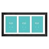 LaVie Home 8x16 Collage Black Gallery Picture Frame with Three 5x7 Inch Openings, Panoramic Picture Frame for Wall Decoration, Classic Black Poster Frame Design Pairs Well with Family Photos (1 Pack)