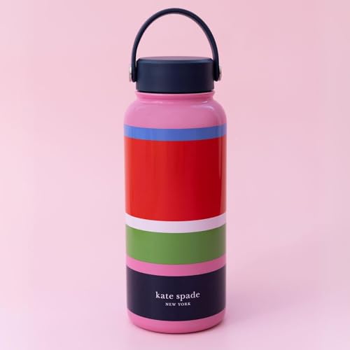Kate-Spade-New-York-Large-Insulated-Stainless-Steel-Water-Bottle-33-Ounce-Metal-Water-Bottle-Double-Wall-Travel-Tumbler-with-Lid-Sunny-Day-Stripe Kate Spade New York Large Insulated Stainless Steel Water Bottle 33 Ounce Metal Water Bottle Double Wall Travel Tumbler with Lid Sunny Day Stripe