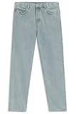 Fermeture boutonnée HUGO Hommes Nate Jean Baggy en Denim Rigide Bleu Clair