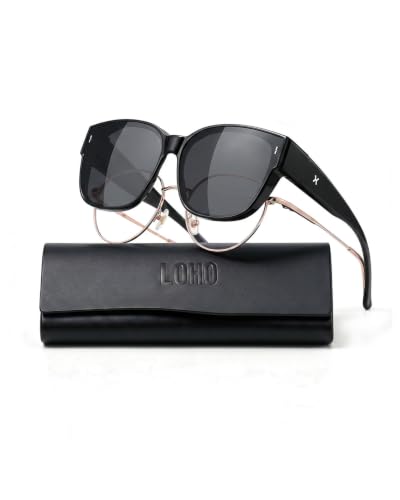 LOHO Polarized Sunglasses Over Glasses Women, Glasses Wearers Fit Over Glasses Sunglasses For Women & Men, TR90 Oversized Square Shades with UV400 for Driving, Fishing & Outdoor Activities