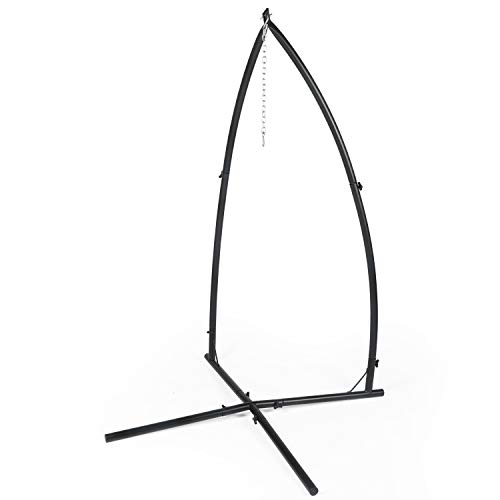 LAZZO C-Type Hammock Chair Stand,Heavy Duty Steel Solid Hammock Rack Stand,Adjustable Height,for Hanging Chair,Tree Tent,Loungers,Air Porch,Swings,Indoor/Outdoor Patio,Deck,Yard,220lbs Capacity,Black - Thumbnail 3