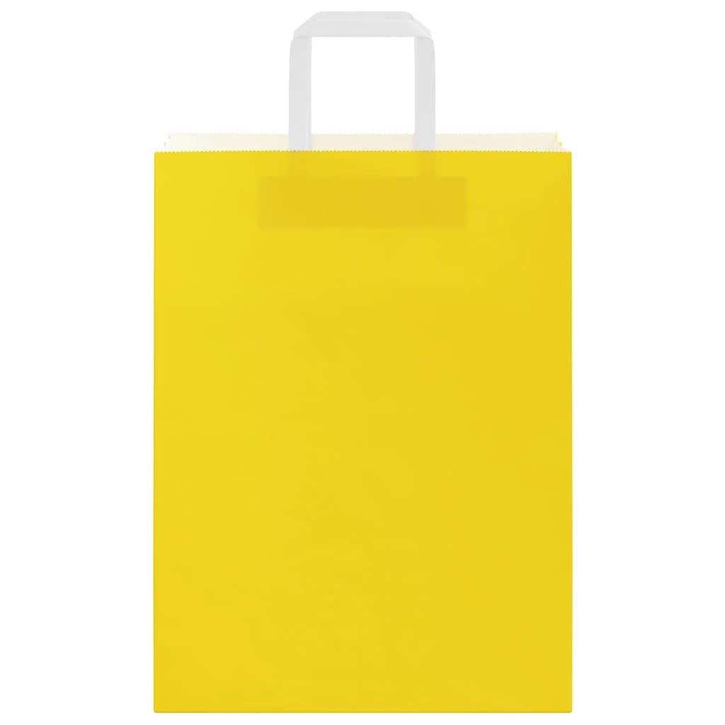 vidaXL Sacs en papier 50 pcs avec poignées jaune 26x12x35 cm, sac en papier, sac cadeau en papier, sac cadeau en papier, sac