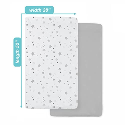 Image of American Baby Company 2 Pack Fitted Crib Sheets 52x28 inch,Super Stars and Gray | 100% Natural Cotton Crib and Toddler Bed Sheets, Soft, Breathable & Hypoallergenic, Gentle on Skin, Neutral for Boys & Girls