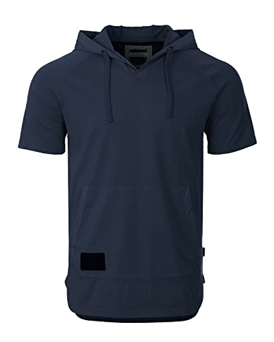 ZIMEGO Slim Fit Mens Short Sleeve Hoodie - Garment Pigment Dye Casual Hood Shirt for Men3