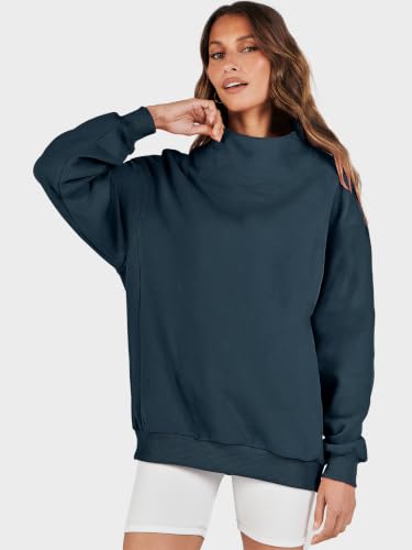Image of ANRABESS Womens Oversized Sweatshirts Mock Neck Pullover