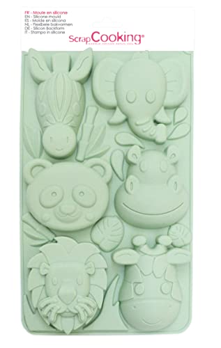 ScrapCooking - Moule Silicone Animaux de la Jungle - 3166, Vert D'eau