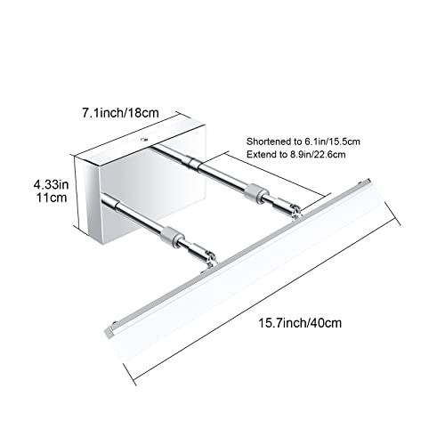 Image of Aipsun 15.7 inch LED Vanity Lights Adjustable Bathroom Wall Light Bathroom Lighting Fixture Over Mirror Chrome Modern Vanity Lighting 5500K