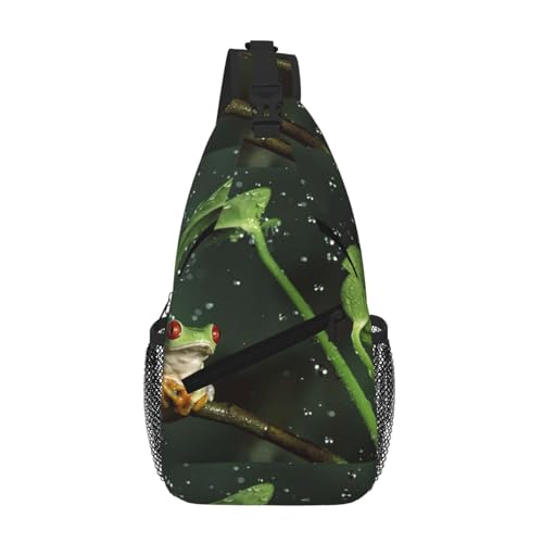 Cross Chest Bag Diagonally-Peace Tree Frog Print Durable Hiking Daypacks With Large Capacity For Women Men