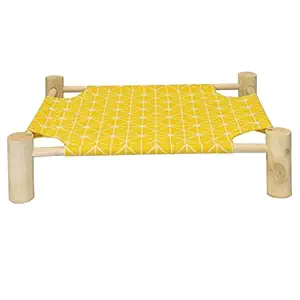 Ali Shipping Pet Cot Bed for Cat Dog Portable Elevated Summer Breathable Puppy Sleep Nest Yellow Grid