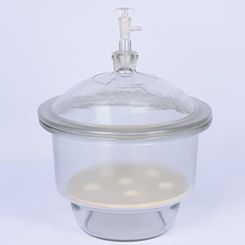 Stonylab Glass Vacuum Desiccator, Borosilicate Glass Lab Vacuum Desiccator With Glass Vacuum Valve And 9.4 Inch Porcelain Plate For Laboratory Research #TOP5