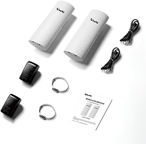 Wireless Bridge,UeeVii CPE-452 Point to Point 5.8G Long Range Outdoor WiFi CPE with 14DBi High-Gain Antenna,24V PoE Adapter,2 LAN Port,for Network and Surveillance Range Extension,2-Pack