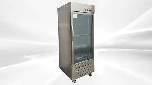 Commercial Glass Door Freezer, 17.79 cu ft, Stainless Steel, Digital Temperature Control, 4 Shelves, Auto Defrost CD-29FG-1