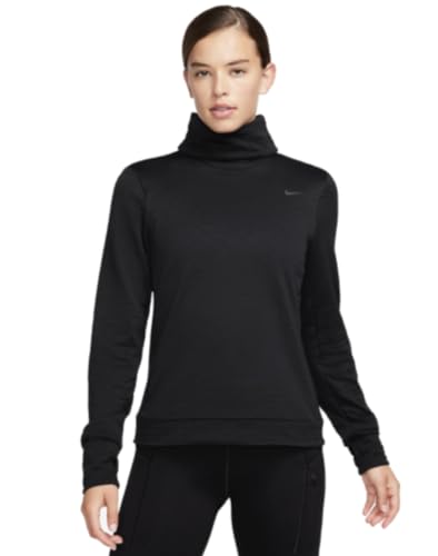 Nike Women's Active Long-Sleeved Therma-FIT Swift Element Pullover Turtleneck (US, Alpha, Large, Regular, Regular, Black)