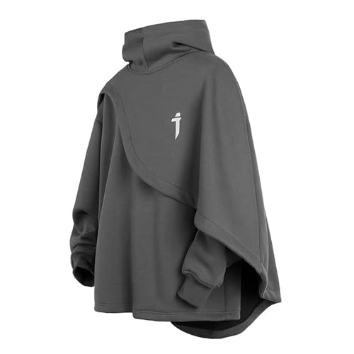 Sweat à capuche poncho homme style patchwork veste asymétrique tendance