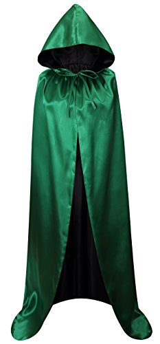 VGLOOK Unisex Christmas Halloween Witch Party Reversible Hooded Adult Vampires Cape Cloak(Green/Blac - //coolthings.us
