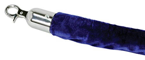 Displays2go Set of 2 Stanchion Ropes, 6.5 ft Blue Velvet, Chrome Hooks, Rope Only (RP2MBUCH02)