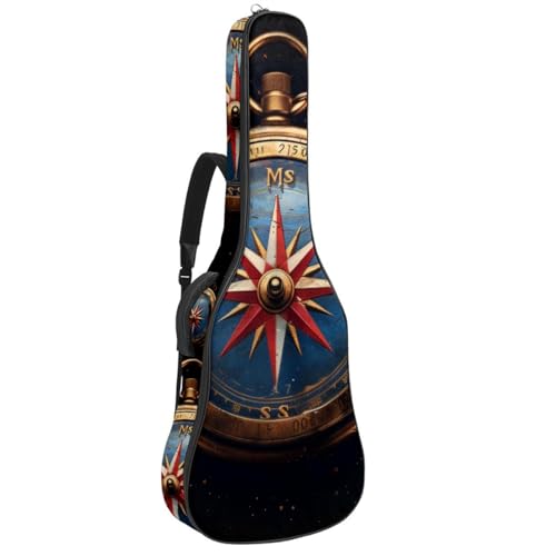 Housse de guitare acoustique 108 cm imperméable à motif boussole avec poches