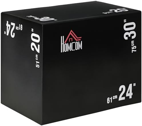 HOMCOM Caja Pliométrica 3 en 1 con Cremallera Caja de Salto con 3...