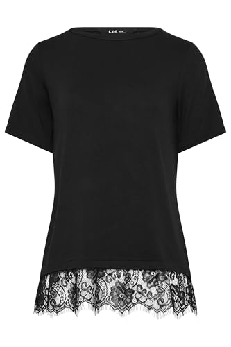 Image of Long Tall Sally - LTS Tall Lace Hem Detail T-Shirt - Women's Black