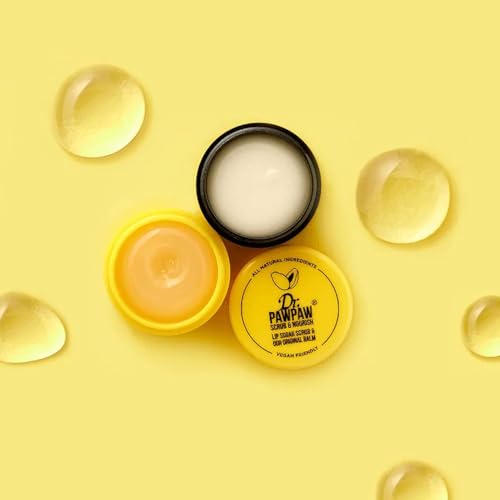 dr pawpaw lip scrub and lip balm duo - hydrating lip balm with pawpaw aloe olive and castor oils - vegan lip scrub for sensitive skin - 055 oz