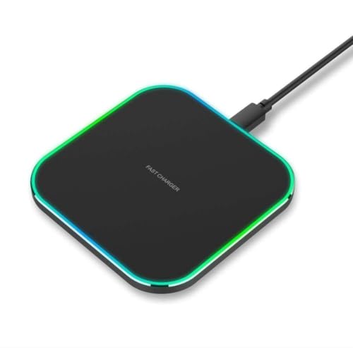 Wireless Fast Charging Pad Qi-Certified15W Max Wireless Charger For iPhone 15 14 13 12 Pro XS Max Mini X XR For Samsung Galaxy S25/S24/S23/S22/S21/ S20/S10, AirPods Pro, with USB-C Cable, (Black)