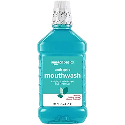 Amazon Basics Antiseptic Mouthwash Blue Mint Cover